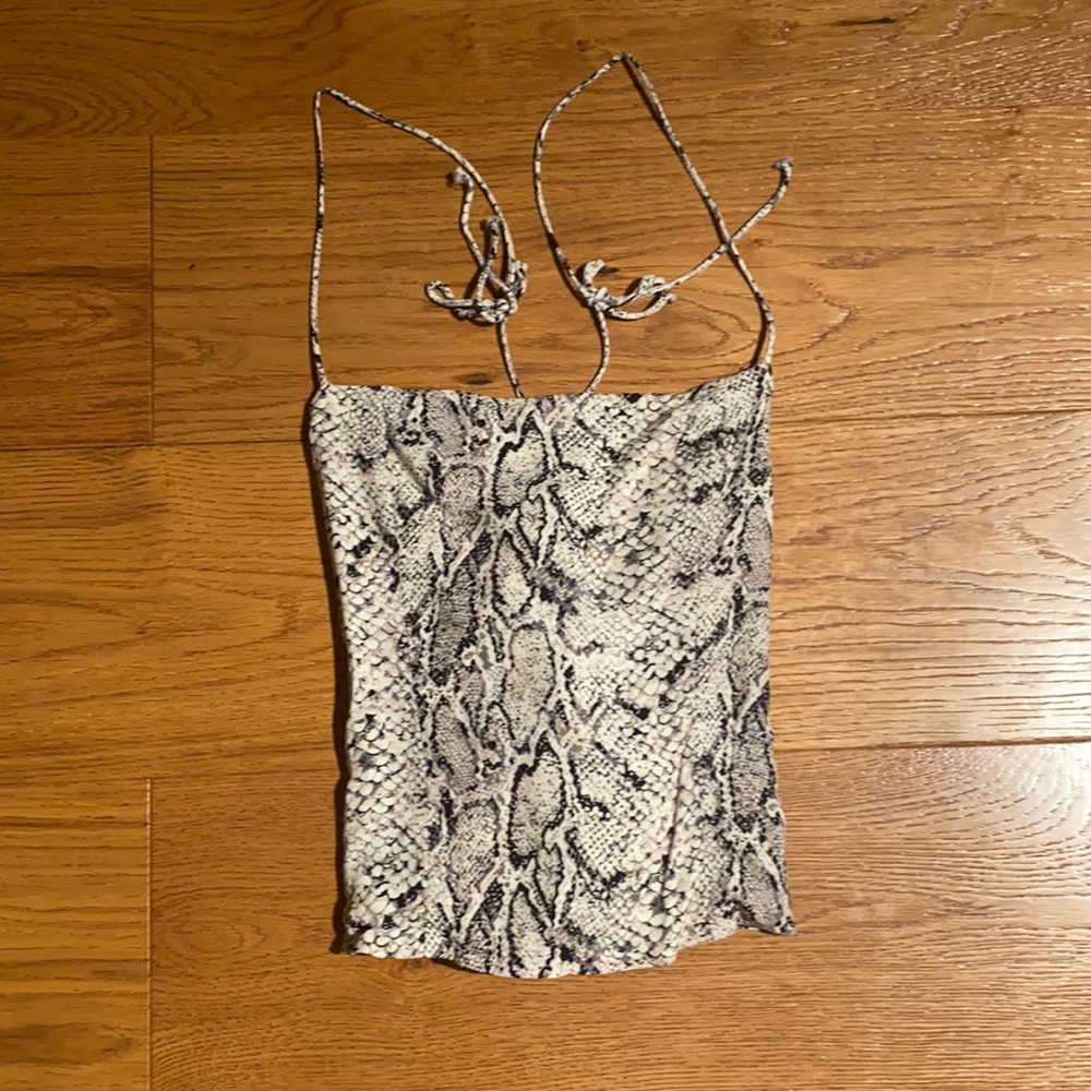 REFORMATION SNAKESKIN CROP TOP